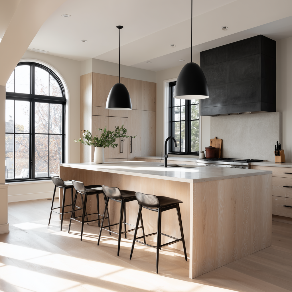 best kitchen pendant lighting ideas featuring matte black pendant lights over a modern kitchen island