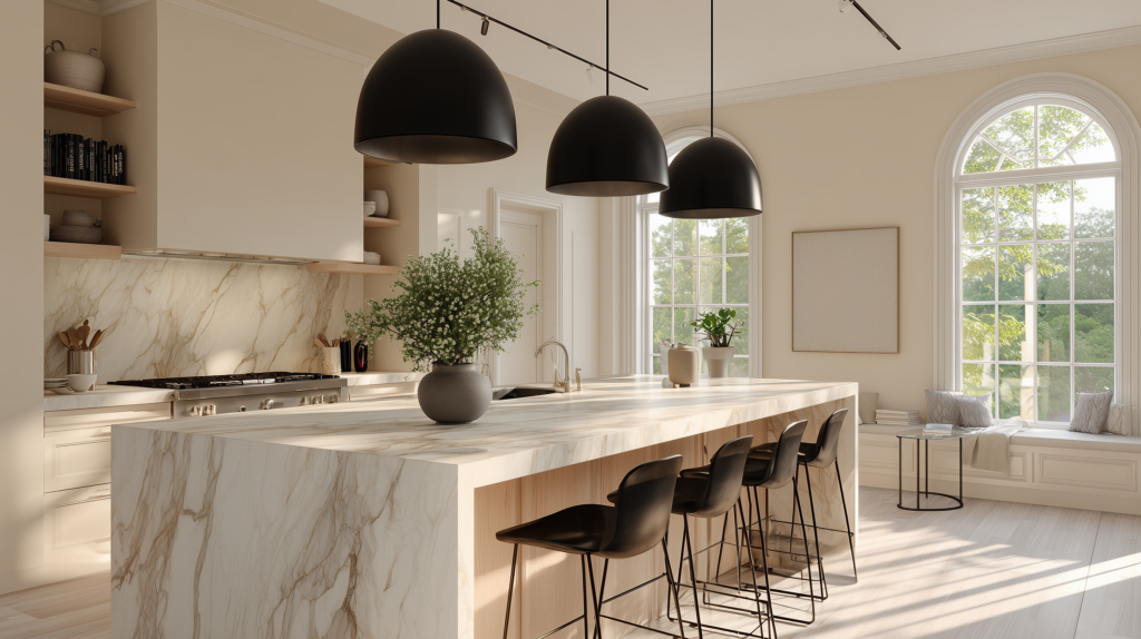 black pendant lights for kitchen island