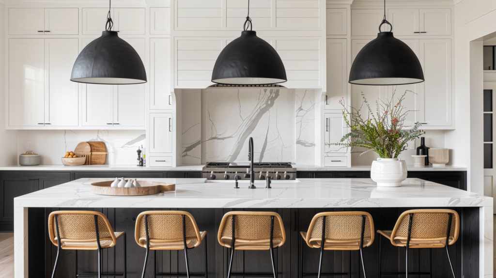 black pendant lights for kitchen islands